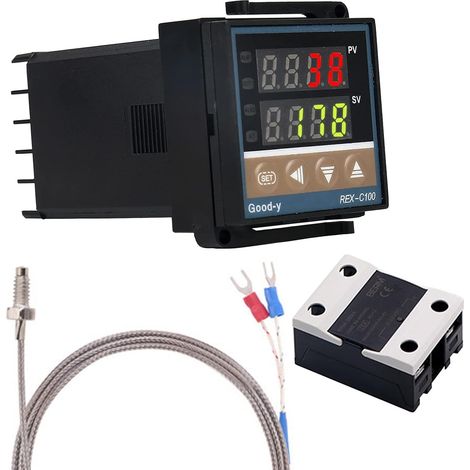 Contrôleur PID Numérique Thermostat Intelligent avec 25A SSR Relais Thermocouple de Type K pour Énergie Électrique Industrie Chimique Réservoirs de Conservation Fours - 0-1300 ℃ (1/5)