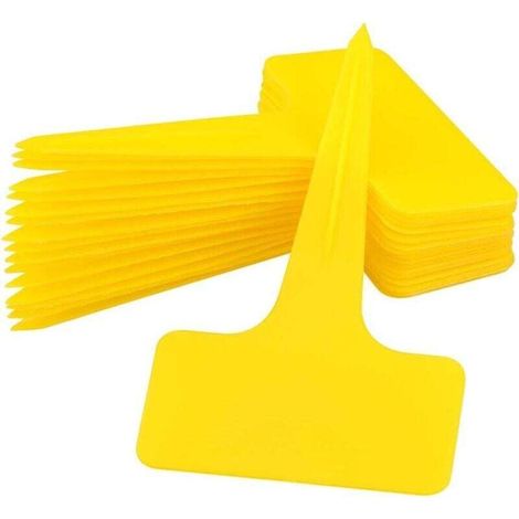 100 Pcs 6 x10cm-Jaune Plastique Plante T-Type Étiquettes Pépinière Jardin Étiquettes (1/4)