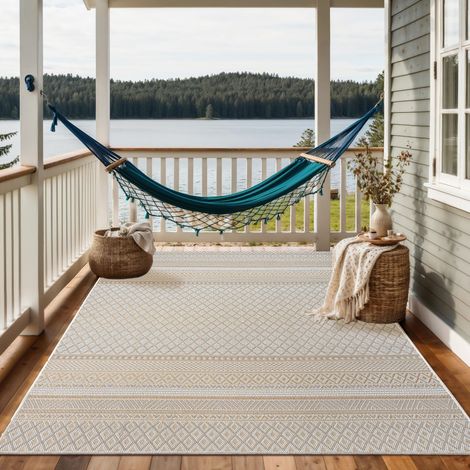 Calgary tapis plat robuste design moderne beige jaune (1/5)