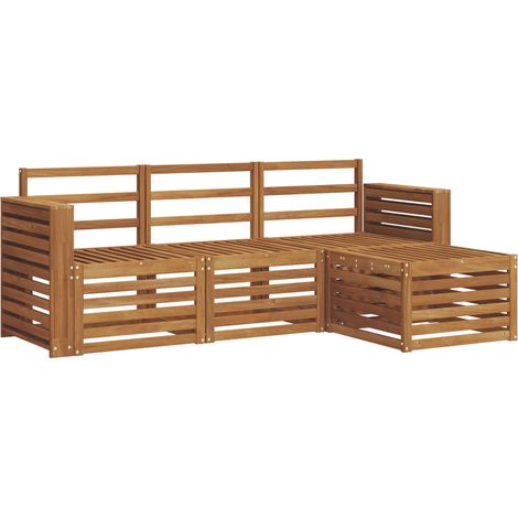 Ensembles de canapés 4 pcs Salon de jardin Naturel Bois d'Acacia Massif