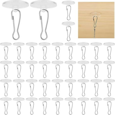 40 PCS Crochet Adhésif Plafond en Transparents avec 40 Clips Auto-Adhésifs - Solution Pratique pour Suspendre Moustiquaires, Décorations, et Guirlandes Lumineuses sans Percer (1/5)
