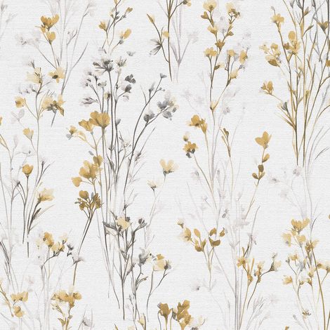Vliestapete - Forest Dreams - Grau Gelb Weiß Blumen Floral Erismann - 1056120 (1/5)