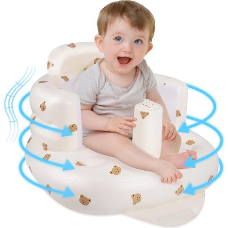 Siège bébé gonflable portable avec pompe à air intégrée,siège au sol pour bébé avec support dorsal et cervical,chaise bébé gonflable pour voyage/repas/camping,canapé bébé pour tout-petits de 3+ mois (1/5)