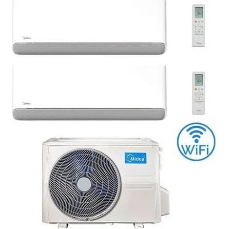 Klimaanlage Midea Xtreme WiFi + Breezeless E R32 Dual Split 9000 + 18000 BTU mit E.U. M2OE-18HFN8-Q INVERTER Klasse A++/A+