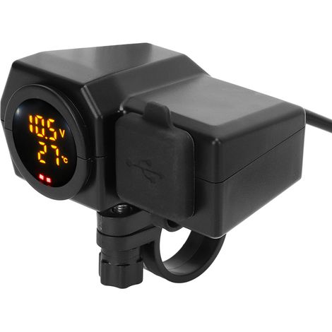 Chargeur Moto USB‑C 10‑24V Écran LED Couleur Voltmètre Thermomètre Universel (1/5)