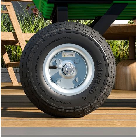 Set mit 4 Ersatzrädern für Schubkarre 80 kg Ø 25,5 cm schwarzer Gummi mit Lagern (1/5)