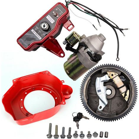 Anlasser Elektrostart-starter-kit, Elektrostart Kit Für Honda GX160 5,5PS GX200 6,5 PS, Schwungrad Starter Motor Schlüsselschalter Motoren und Generatoren mit Anlasser Magnet