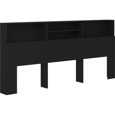 Testiera con accessorio letto contenitore mensola comodino 220 x 19 x 103,5 cm MDF nero TDL0200015
