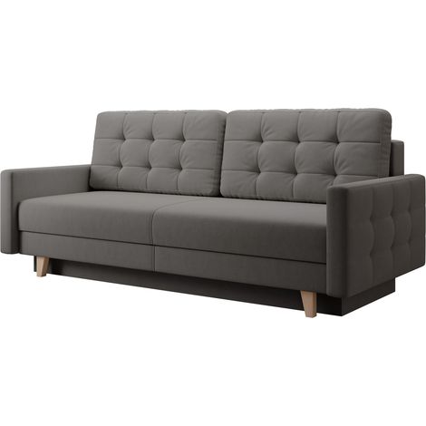 Selsey Verat - Schlafsofa mit Stauraum und Easy-Clean Veloursbezug, Dunkelgrau (1/5)