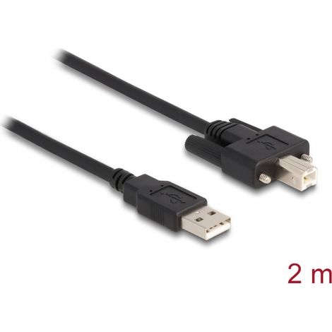 Delock Cable USB 2.0 Tipo-A macho a Tipo-B macho con tornillos 2 m