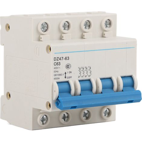 Disjoncteur modulaire 4P 63A 400V 4500A, interrupteur de protection pour rail DIN, pouvoir de coupure élevé, MCB (1/5)