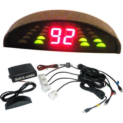 TRADE SHOP - Kit 4 Sensori Di Parcheggio Con Display Led Wireless Suono Fresa Grigio -