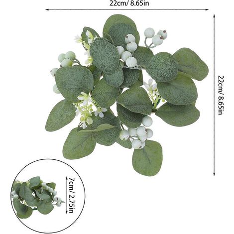 Couronne de printemps avec guirlande de verdure et anneau pour bougie pilier, 6 pièces, pour décoration de fête (1/4)