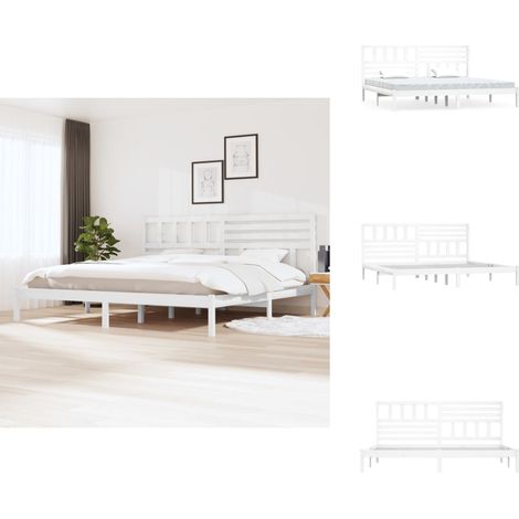 Massivholzbett Weiß Kiefer 200x200 cm - Holzbett - Massivholzbette - Kiefernbett - Doppelbett - Weißes Bett (1/5)