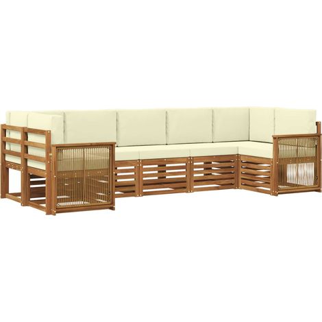 Sectional Sofa Set with Cushion 6 pcs Natural and Cream vidaXL (1/5)