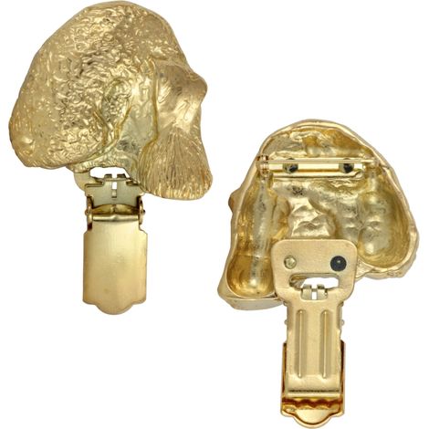 Bedlington Terrier, Rothbury Terrier: broche con clip, portanúmero de salida bañado en oro, elegante insignia para exposición canina de Art-Dog (1/5)