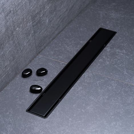 Canalina di scarico acqua piastrellabile in acciaio inox 65 cm nero opaco DN50 - Compact  BuyBath