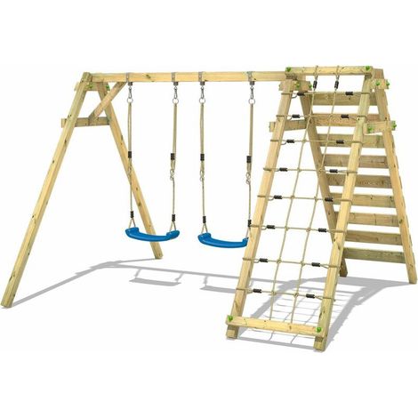 Portique balançoire Aire de jeux Smart Cliff avec Portique bois pour enfants - bleu (1/5)