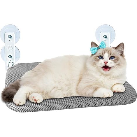 Hamac pour Chat, Chats Places de Fenêtre Chats, Respirant Surveiller, Prendre Bains Soleil Et Grimper, Ventouses Puissantes, Tissu Lavable, Supporte Jusqu'à 15kg Maximum (1/5)