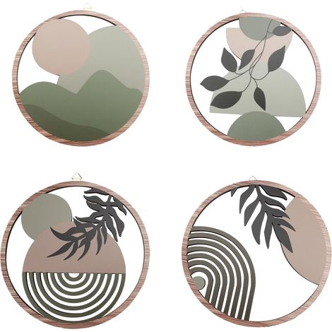 4 Décors Muraux Bohème Ronds en Bois (1/5)