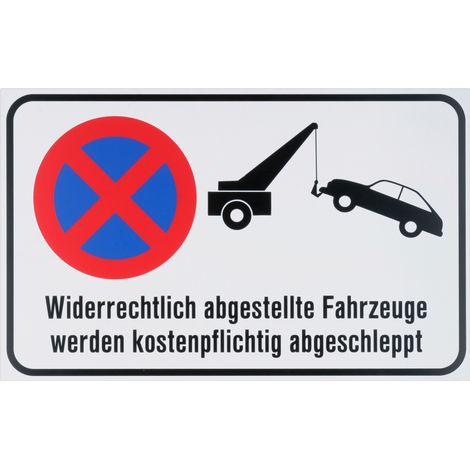 Conmetall Hinweisschild Widerrechtlich abgestellte Fahrzeuge werden abgeschleppt 40 x 25 cm
