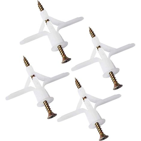 Ancrage Plâtre - Bouchon Expansion Anti-Rotation en Nylon - Pour Cloisons Creuses et Supports TV - Vis Incluses - Lot de 10 (1/5)