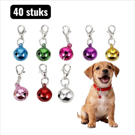 40 pièces - Porte-clés - Ensemble de clochettes colorées pour animaux de compagnie - Collier, porte-clés et accessoires à personnaliser - Avec mousqueton et boucle de suspension - Pour chats, chiens e (1/4)
