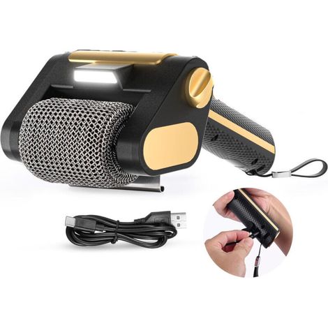 Brosse de nettoyage électrique sans balais pour barbecues – rechargeable, avec roues en acier inoxydable, lumière LED, noire.
