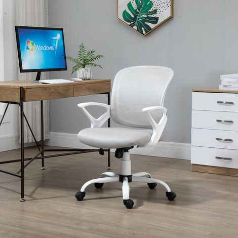 Chaise de bureau en maille respirante, inclinable et réglable en hauteur, assise pivotante à 360° et soutien lombaire, 61 x 61 x 89-99 cm, grise (1/5)
