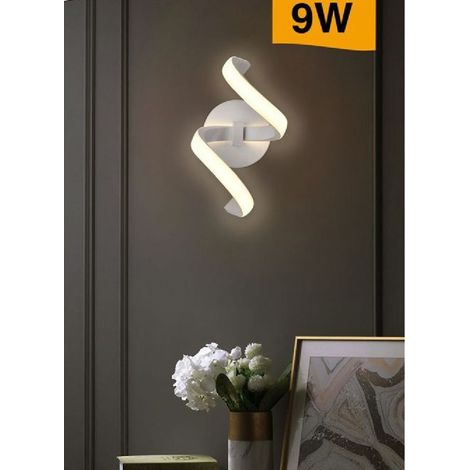 Applique Led 9 Watts Spirale Courbe Lumière Naturelle Froide Chaude E58 Blanc