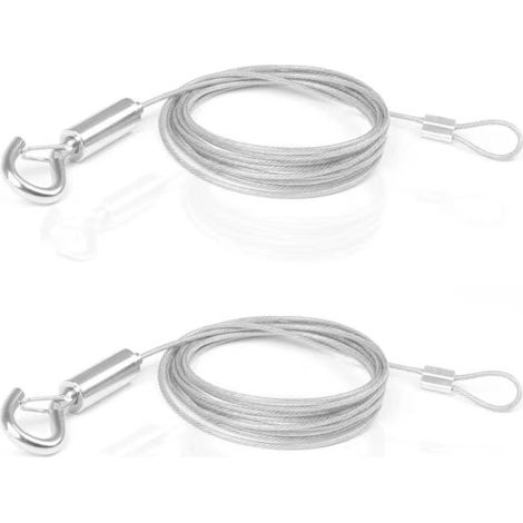 2 sangles réglables en corde d'acier inoxydable avec boucles métalliques - 2 mètres, mousqueton et boucle de verrouillage (1/5)