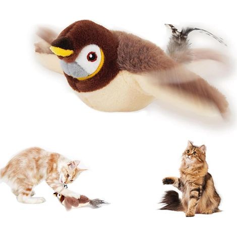 Bird Toy, Interactive Flying Toy, Realistic Chirping, For Cats and Dogs (1/5)
