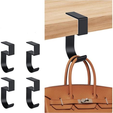 Lot de 4 crochets de bureau portables en aluminium pour étudiant et bureau, Anti dérapant pour table ou Bureau suspension sac à main, Petits Objets (1/5)