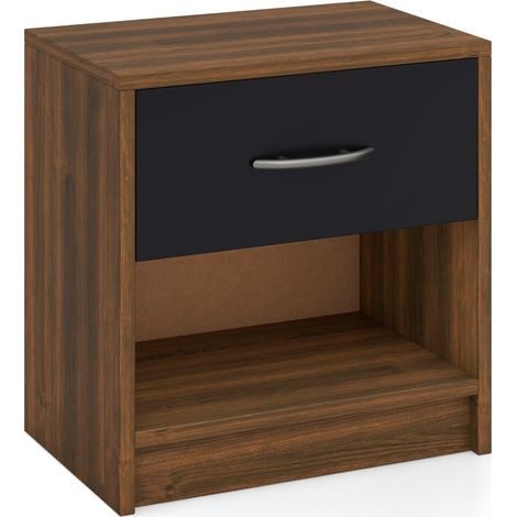 Comodino con cassetto ripiano aperto Tavolino da notte compatto Marrone (1/5)