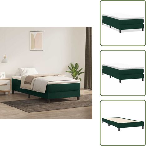 Letto con base a doghe - vidaXL Letto a Molle senza Materasso Verde Scuro 100x220 cm Velluto - Letto con gambe stabili