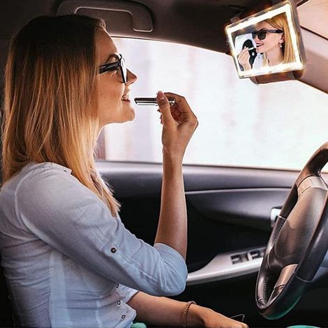 Miroir de pare-soleil de voiture USB avec écran tactile et éclairage LED blanc (1/3)