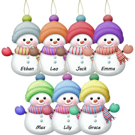 Personalisierter Weihnachtsschneemann mit Namen, Baumschmuck zum Aufhängen, originelle Familiendekoration, kreative Geschenkidee für Ihre Lieben