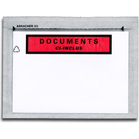 Lot de 500 Pochettes Documents ci-inclus PAC-LIST A6