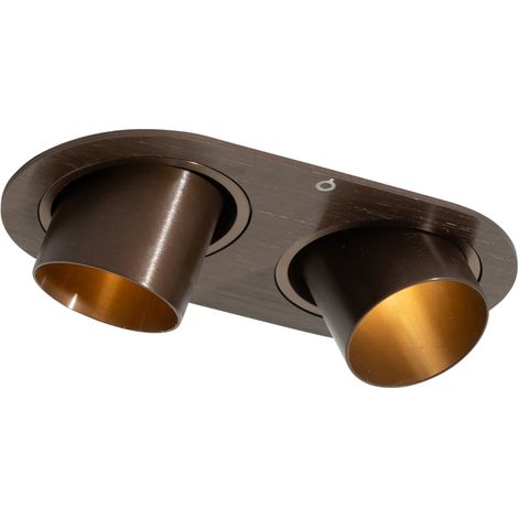 Runder Einbau-Strahler Dunkelbronze GU10 35mm schwenkbar 2-flammig - Installa