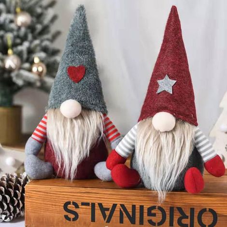 Gnomo navideño de peluche - Decoraciones navideñas de gnomos para el hogar, decoración de gnomo elfo de peluche, figura de elfo, muñeco de Navidad, adorno de gnomo de peluche para adornos navideños (1/5)