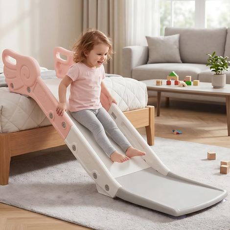 Kids Sofa Slide, Sofa Slide for Sofa and Bed, Indoor Play Slide for Boys and Girls Age 2+ (Light Pink) (1/5)