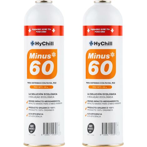 Pack 2 Minus 60 350g  Sustituto Orgánico R410A R32  Gas Ecológico de Alta Eficiencia  Profesional Climatización
