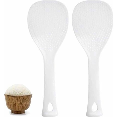 Zweiteiliges Silikon-Reislöffel-Set, antihaftbeschichtet, hitzebeständig, spülmaschinenfest, geeignet für Reiskocher und Kartoffelpüree.