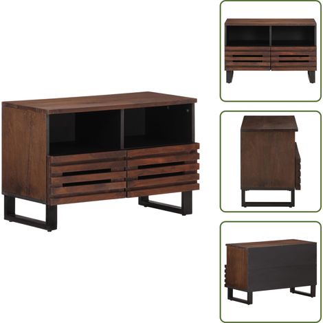 Meuble TV marron 70x34x46 cm bois massif de manguier - Meubles Tv - Meuble Tv Industriel - Meuble Rangement - Buffet Tv - Étagère Tv (1/5)