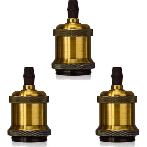 – Douille d'ampoule E27 Edison LED – Lot de 3 – Adaptateur vintage en bronze – Tension 110-220V pour lustre et suspension (1/4)