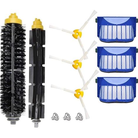 Pièces détachées pour aspirateur iRobot : brosse principale, filtre et chiffon de nettoyage. (1/5)