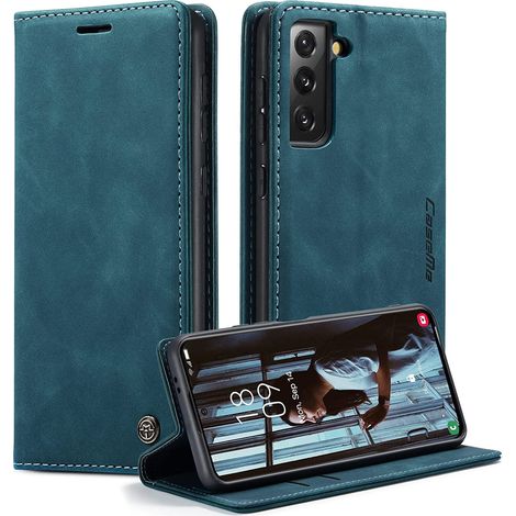 Coque Samsung Galaxy S21 5G, Housse Cuir Premium PU, Pochette Portefeuille Magnétique, Étui Protecteur Bleu Vert pour Samsung Galaxy S21 5G (6,2 Pouces) (1/5)