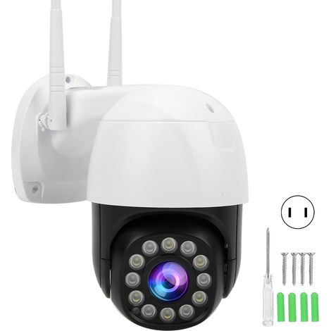 Caméra IP WiFi HD 1080P IP66 12 LED Infrarouge Rotation PTZ Contrôle à Distance Application Sécurité Domicile 100-240V Prise US (1/5)