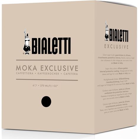 Cafetera Italiana Bialetti Moka Exclusive Negra 6 Tazas Vitro y Gas