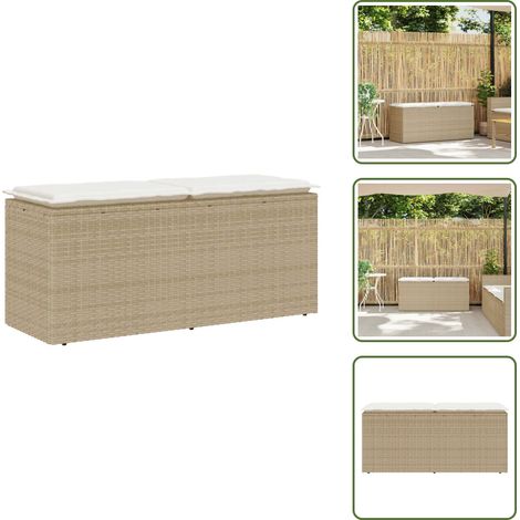Banc de jardin avec coussin beige 110x40x44 cm résine tressée - Banc De Jardin - Bancs De Jardin - Banc D'extérieur - Banc De Parc